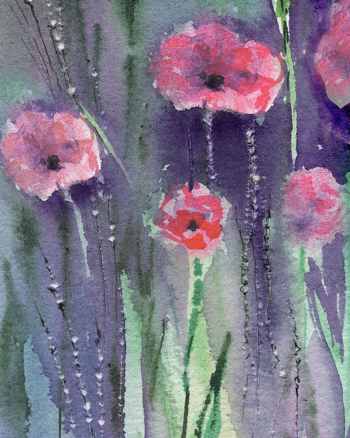 Abstract Floral Watercolor Painting Pink Flowers  Painting by Irina Sztukowski