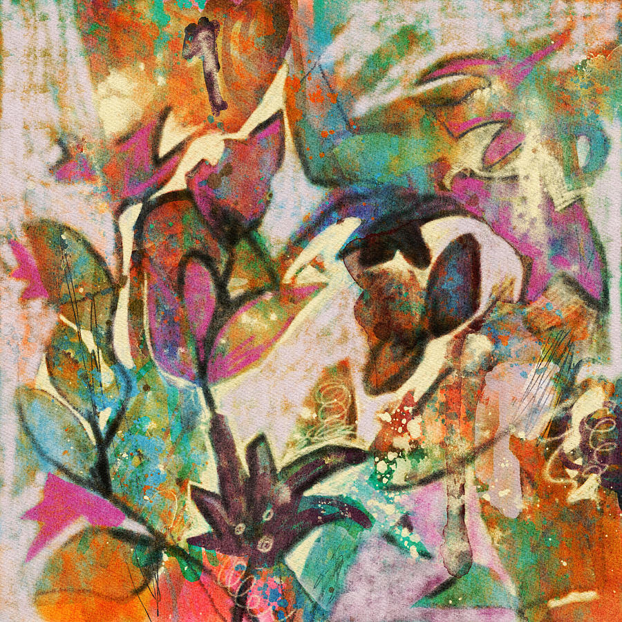 Abstract Flower Garden Mixed Media by Ann Leech