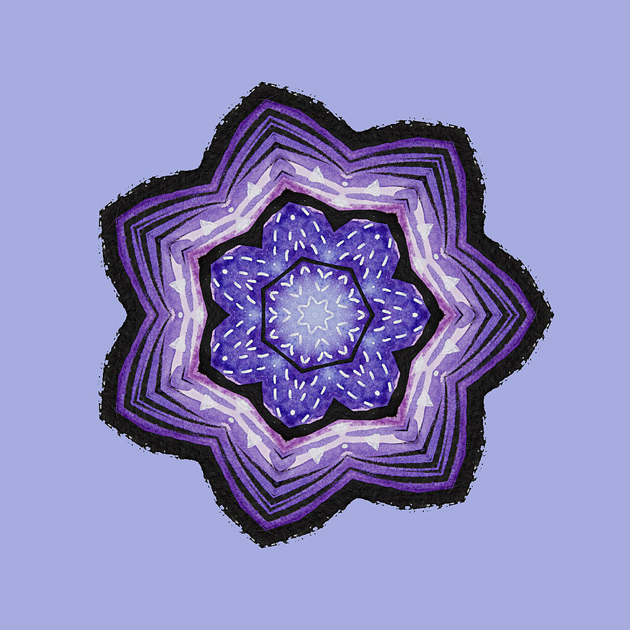 Abstract Flower Geode Blue Purple Mixed Media by Boriana Giormova