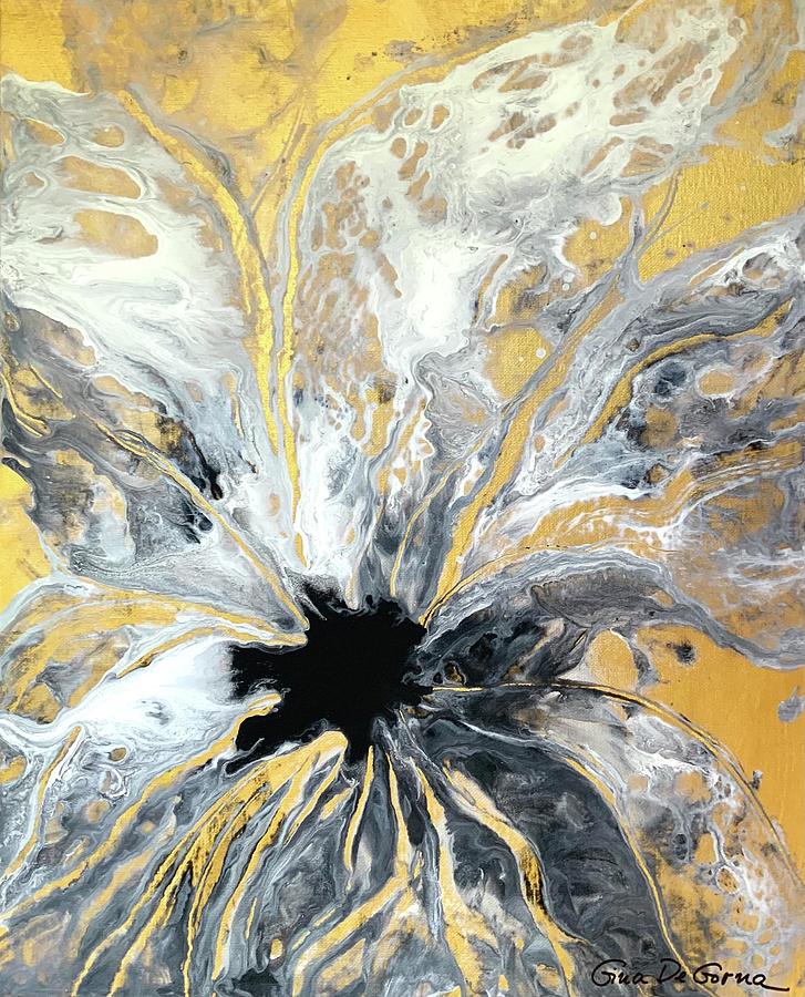 Abstract Flower In Gold And Silver Digital Art