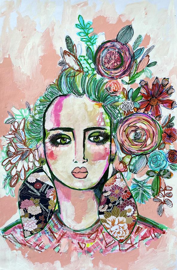 Abstract flower portrait Mixed Media by Rosalina Bojadschijew | Fine ...