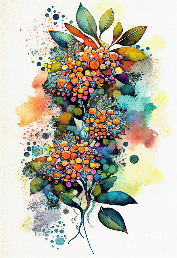 Abstract flowers Mixed Media by Binka Kirova