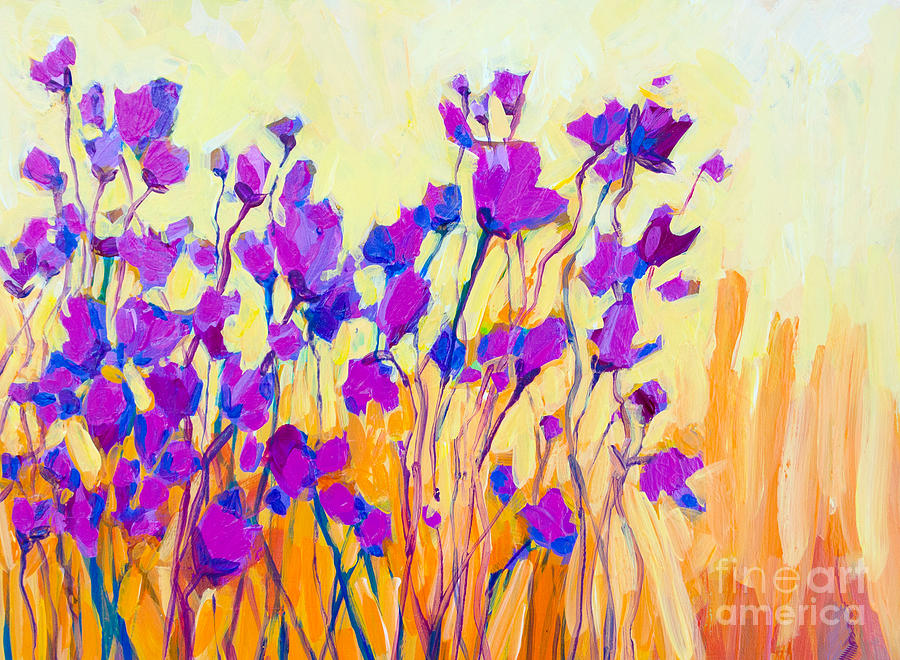 Abstract Flowers in a Field - Acrylic Painting Digital Art by Patricia Awapara