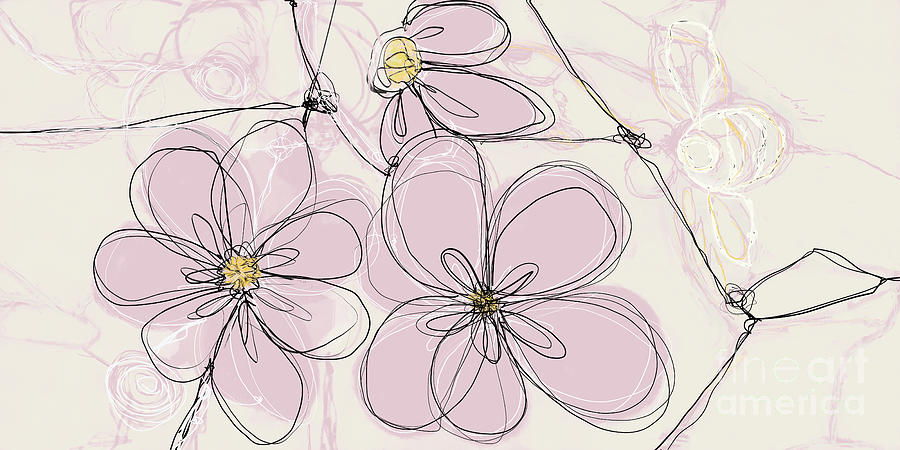 Abstract Flowers in Pink - Horizontal Digital Art by Patricia Awapara