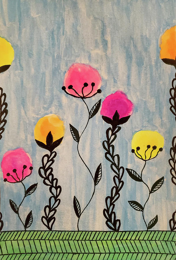 Abstract Flowers Painting by Jean Haynes