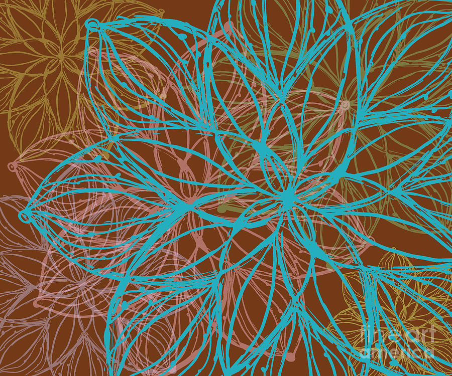 Abstract Flowers Line Art in Brown Digital Art by Patricia Awapara