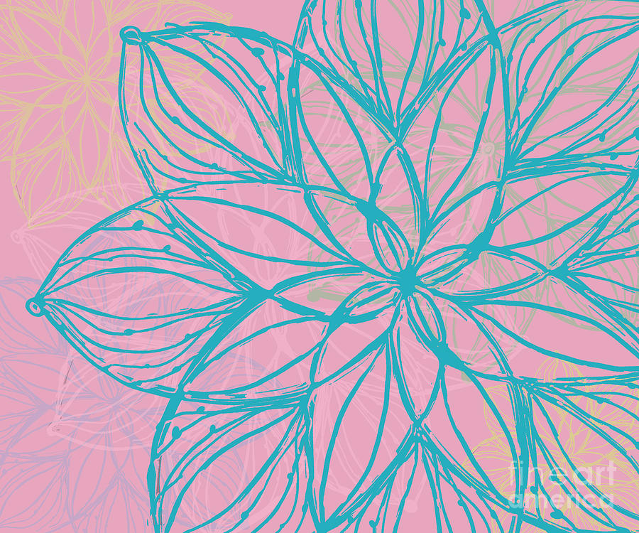Abstract Flowers Line Art in Pink Digital Art by Patricia Awapara