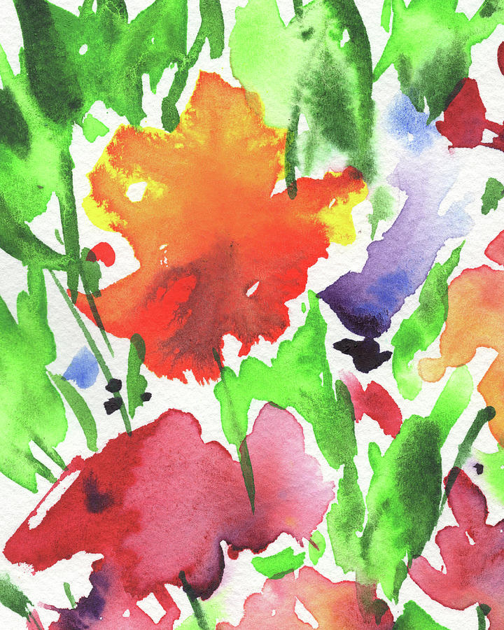 Abstract Flowers Watercolor Vivid Bright Floral Color Garden Splash I   Painting by Irina Sztukowski