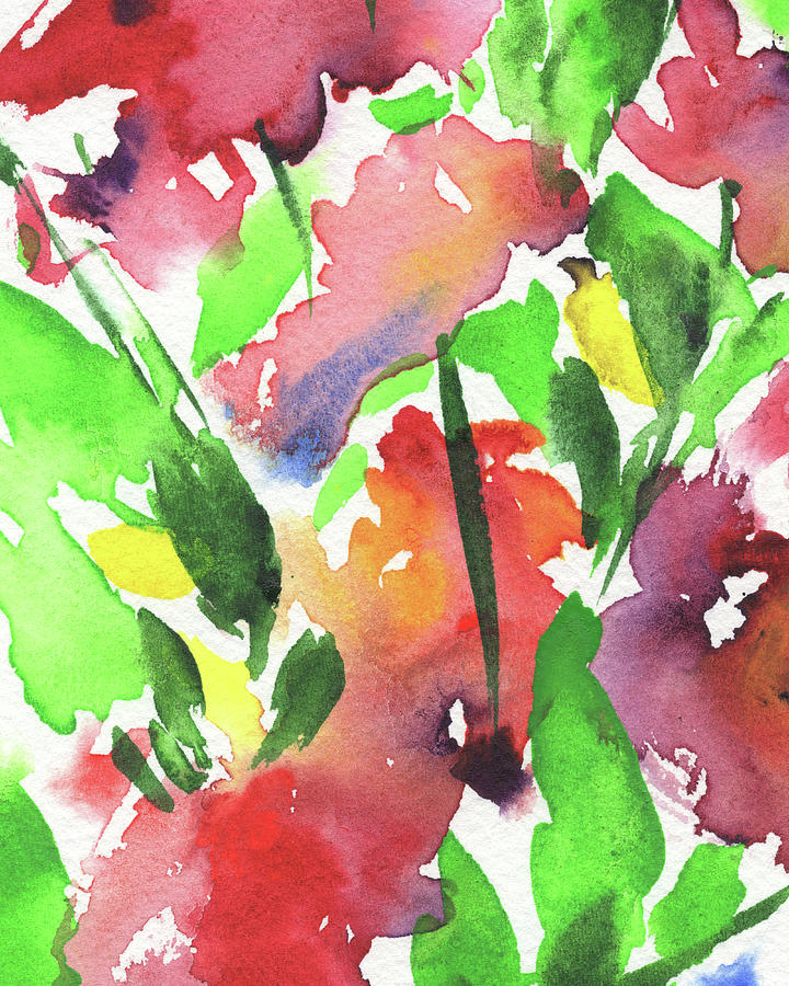 Abstract Flowers Watercolor Vivid Bright Floral Color Garden Splash III  Painting by Irina Sztukowski