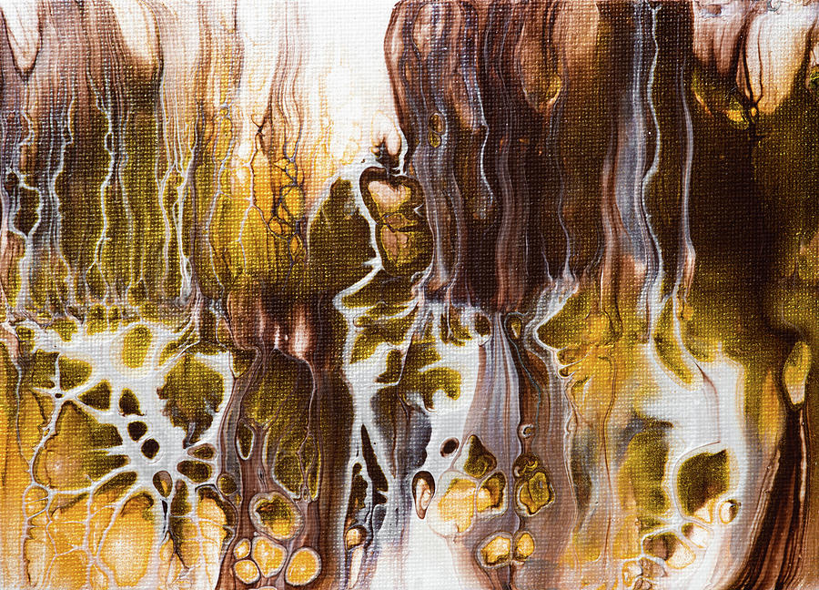 Abstract Fluid Painting Gold Brown White Painting by Matthias Hauser