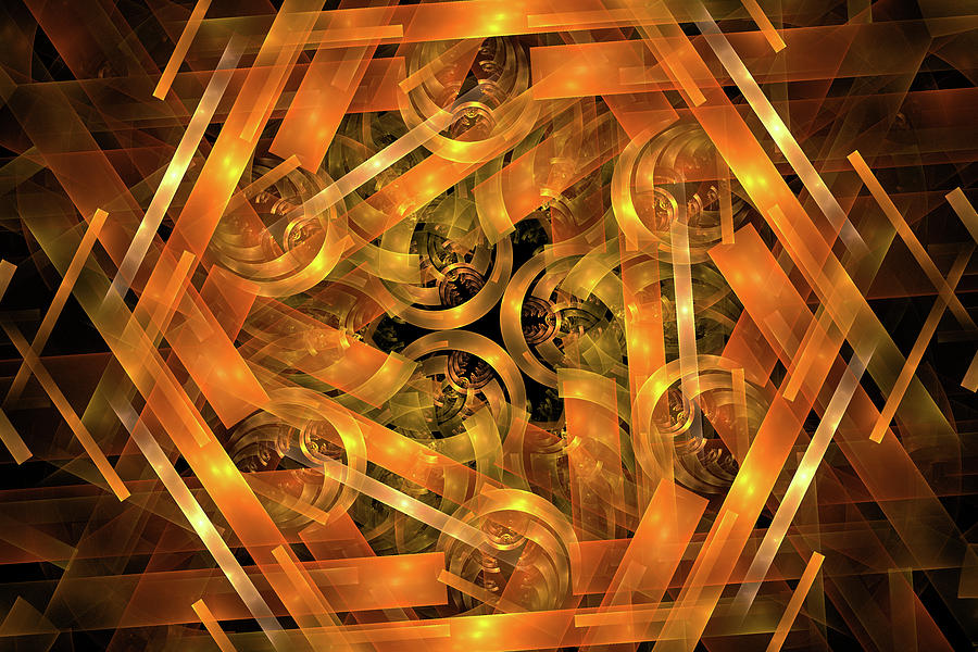 Abstract Fractal Art Orange Golden Yellow Digital Art by Matthias Hauser