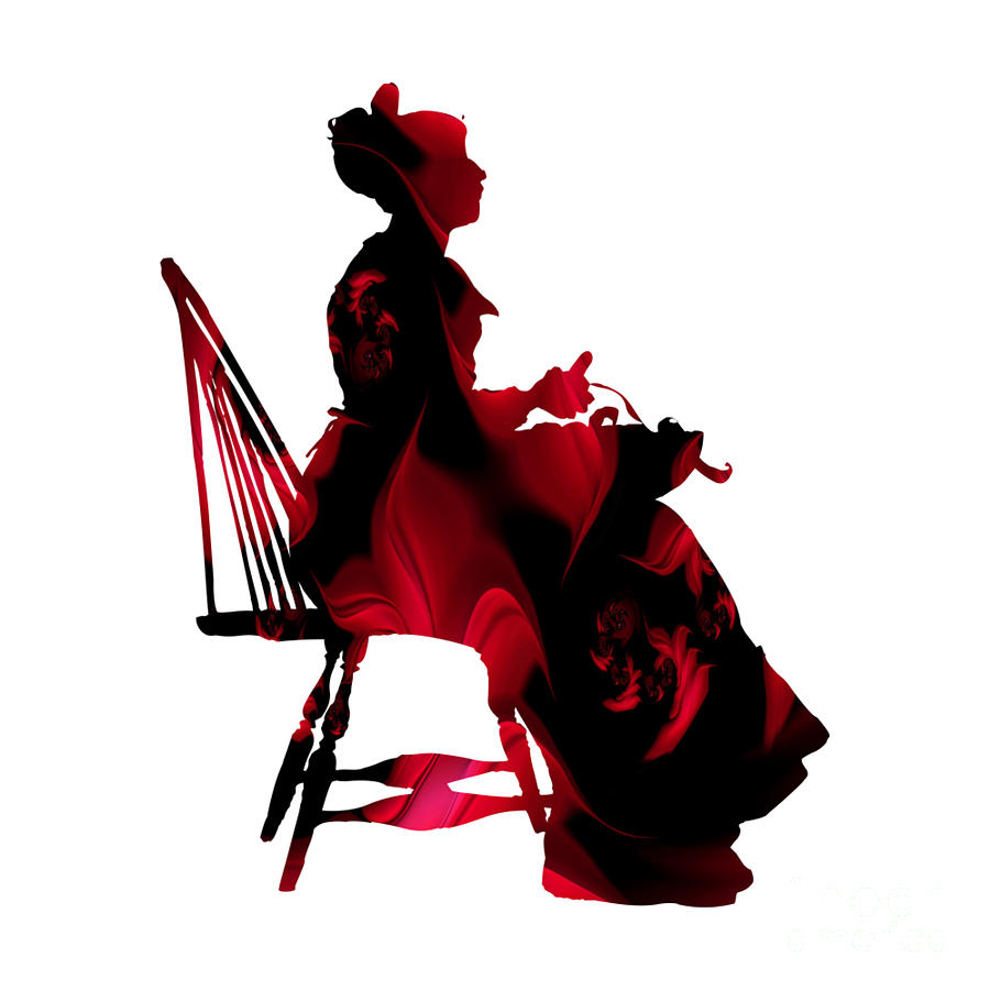 Abstract Digital Art - Abstract Fractal Silhouette of a Lady sitting in an Antique Windsor Chair by Rose Santuci-Sofranko