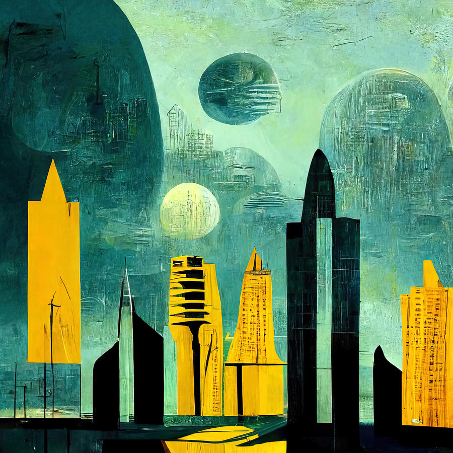 Abstract Futuristic Cityscape, 01 Painting