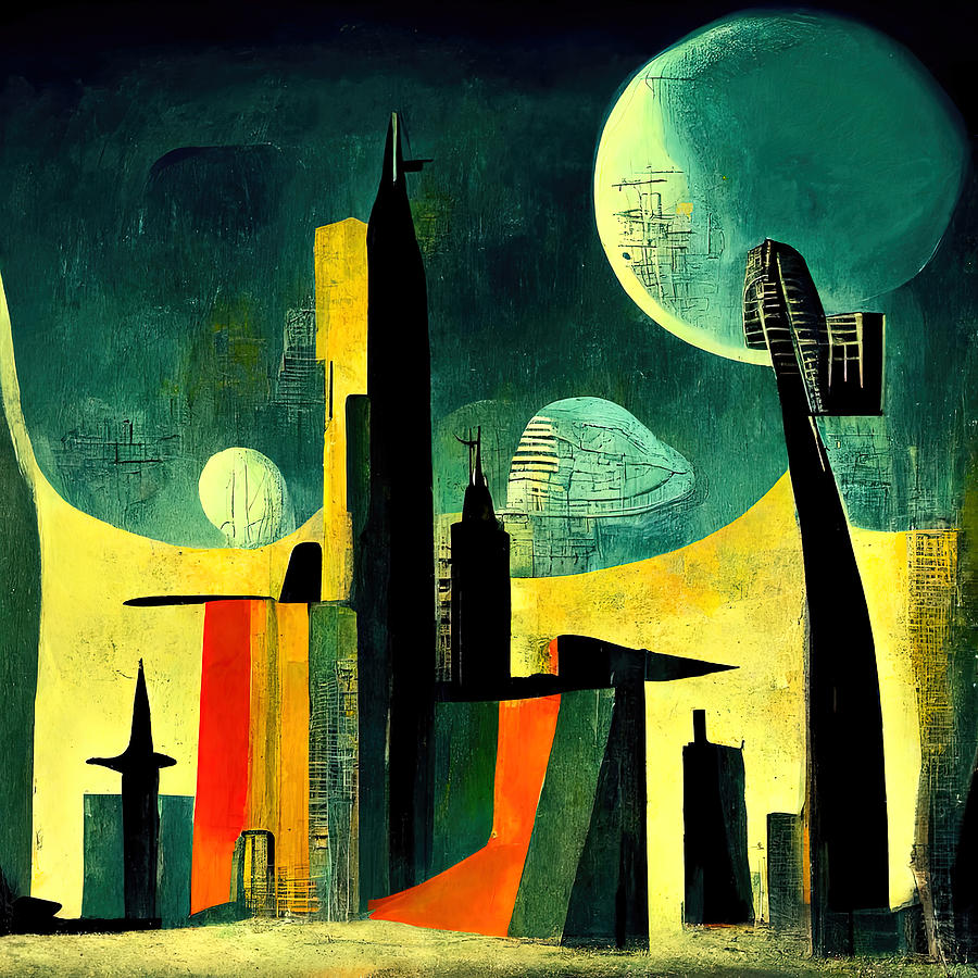 Abstract Futuristic Cityscape, 03 Painting