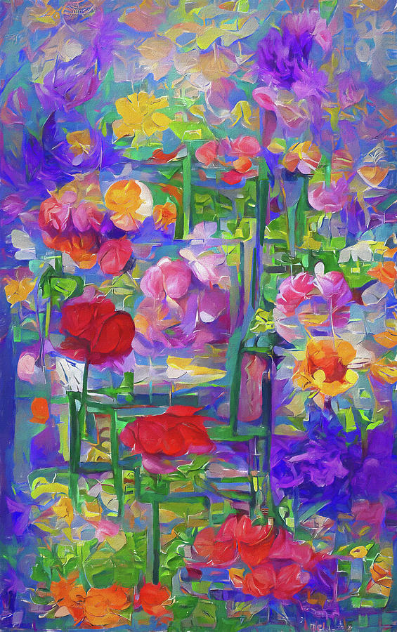 Riot Of Flowers Garden abstract Digital Art by Deborah League