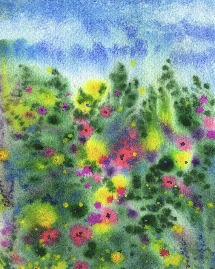 Abstract Garden With Multitude Of Colorful Flowers Painting