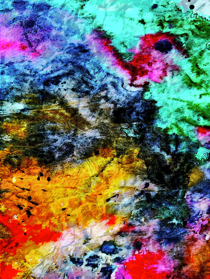 Abstract Gel Print on Tissue Mixed Media by Lorena Cassady