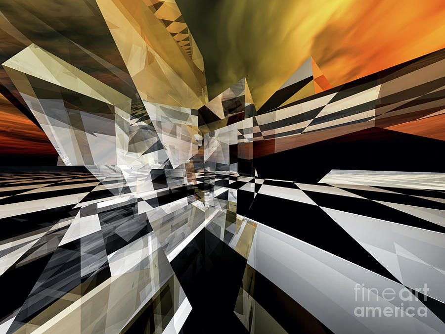 Abstract Geometric Sunset Digital Art by Phil Perkins