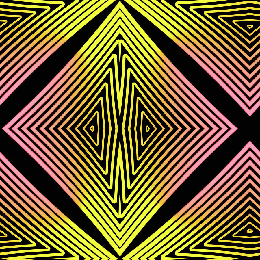 Abstract Geometry Op Art Yellow and Pink Digital Art by Matthias Hauser