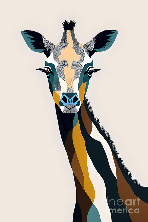 Abstract Giraffe Portrait - 2 Digital Art by Philip Preston