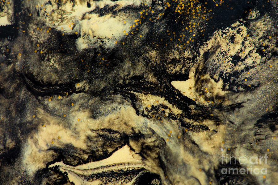 Abstract gold and black paint Painting by Jelena Jovanovic