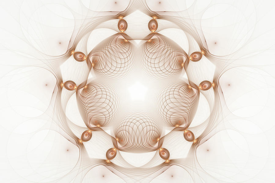 Abstract golden and white Fractal full of Harmony Digital Art by Matthias Hauser