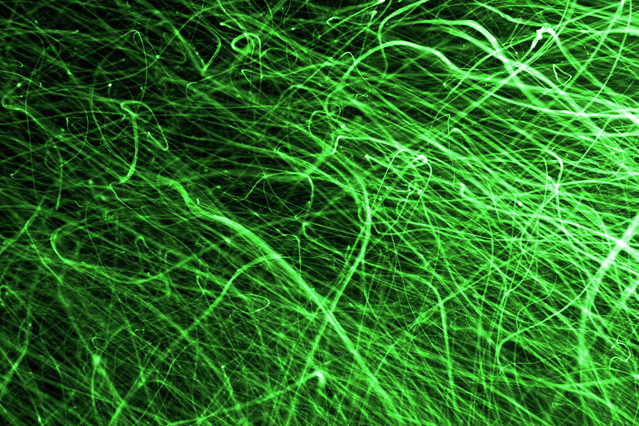 Abstract Green Chaos Lines On Black Digital Art by Mikhail Kokhanchikov