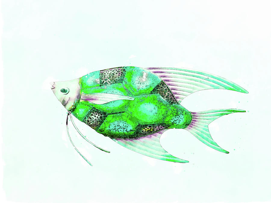 Abstract Green Tropical Fish Digital Art by Pamela Williams