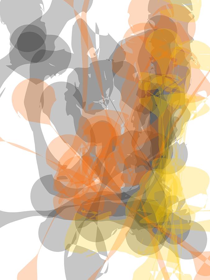 Abstract Grey Orange And Yellow Digital Art