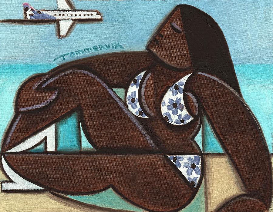 Hawaiian Woman Sunbathing Painting Painting by Tommervik
