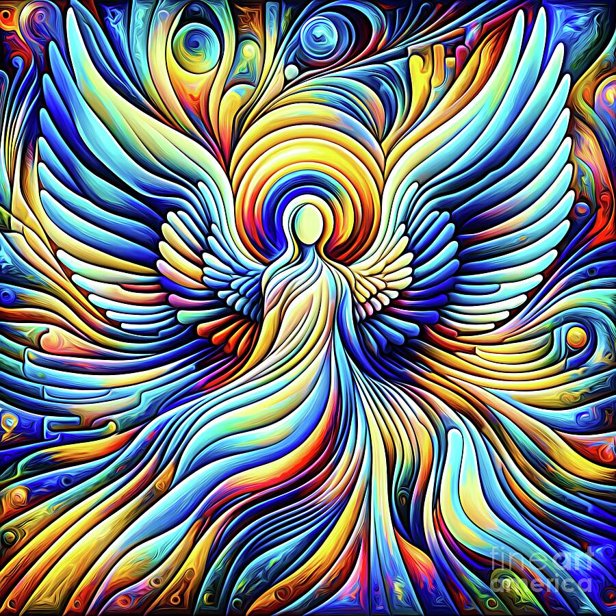 Abstract Digital Art - Abstract Illusionism Angel by Rose Santuci-Sofranko