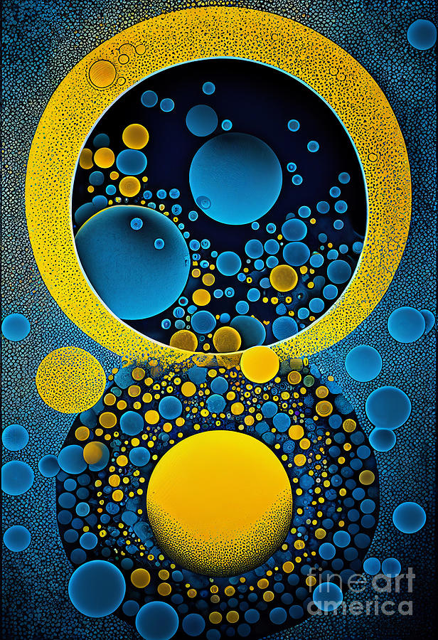Abstract in blue and yellow Mixed Media by Binka Kirova