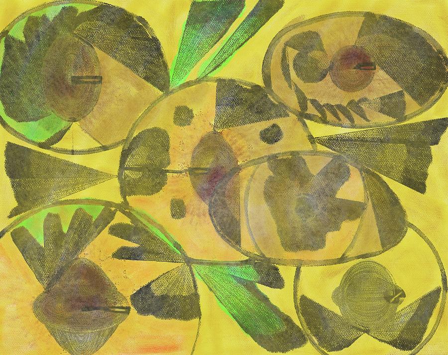 Abstract in Yellow and Green Drawing by Steve Carpentier