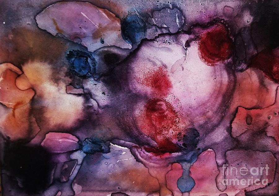 Orange and Plum Raindrops in Alcohol Ink Painting by Expressions By Stephanie