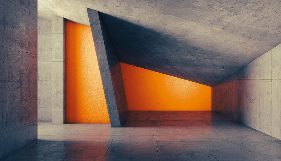 Abstract Interior In Concrete And Warm Colors. Photograph by Gualtiero ...