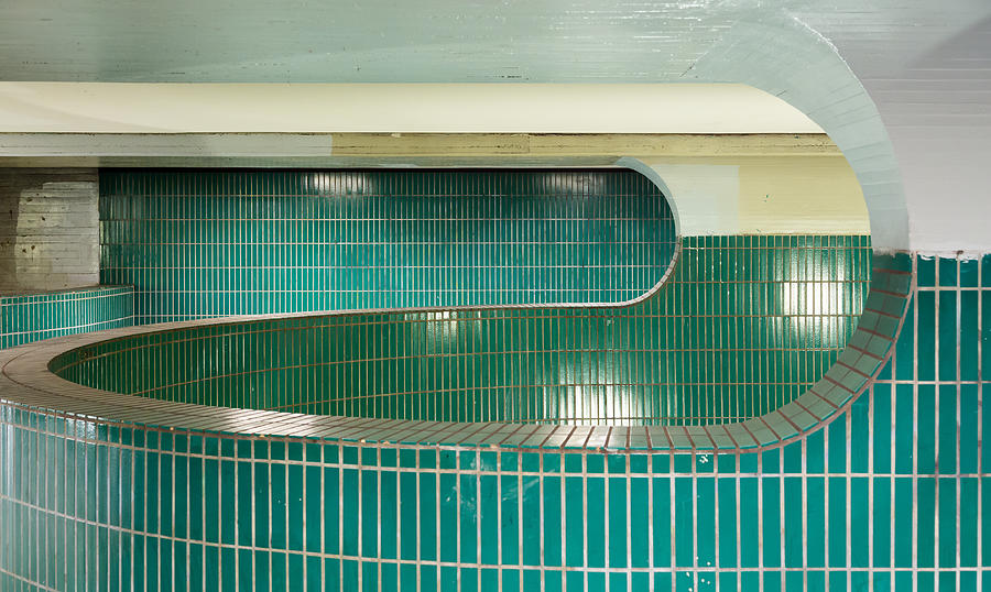 Abstract Interior in Green and White of Entry to Berlin UBahn Station Schloßstraße Photograph by Christian Beirle González