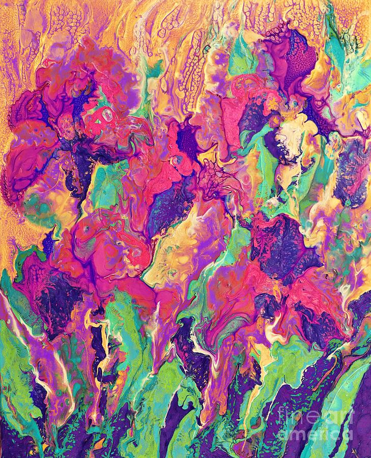 Abstract Iris Flowers Painting by Amalia Suruceanu
