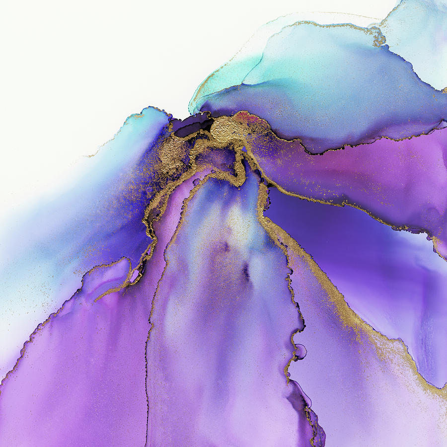 Abstract Painting - Abstract Iris Gold Leaf by Olga Shvartsur