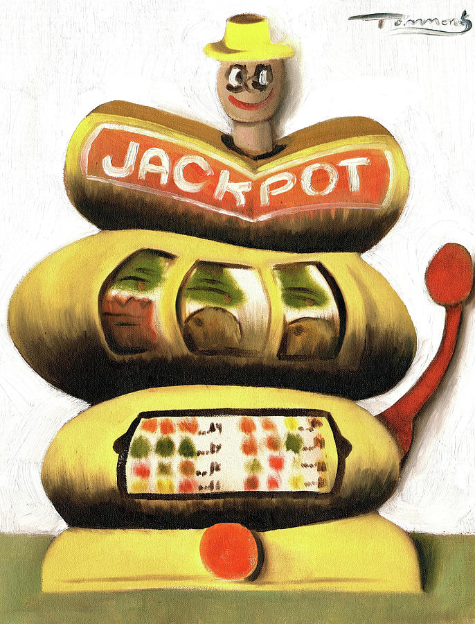 Abstract Jackpot Slot Machine art print Painting by Tommervik