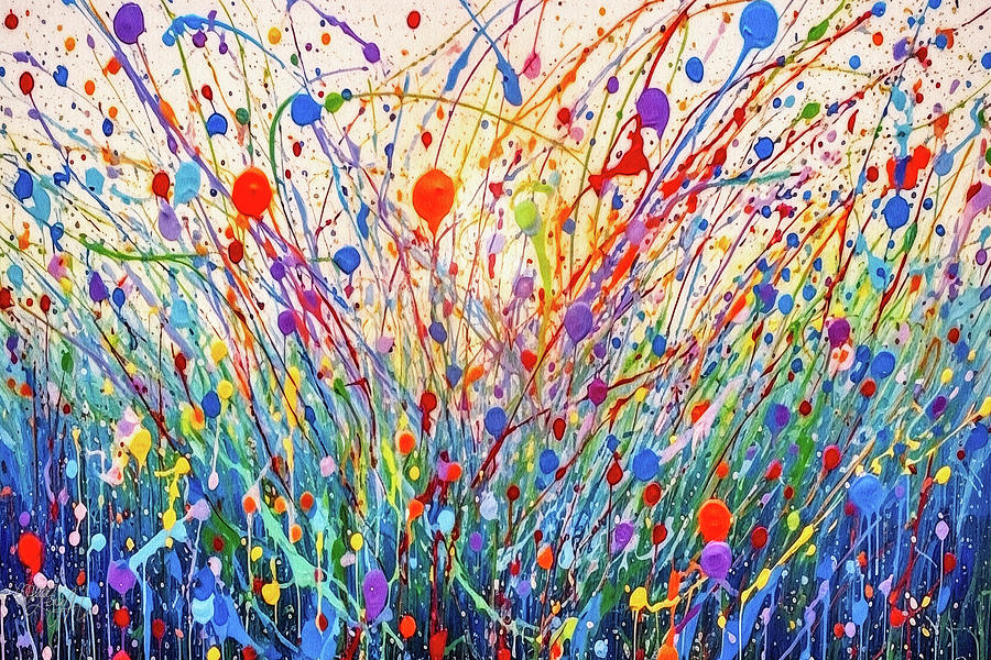 Abstract Jackson Pollock Interpretation Meadow Flowers Digital Art