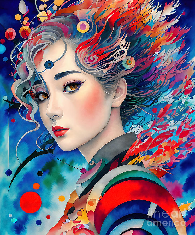 Abstract Japanese Girl Portrait - 1 Digital Art by Philip Preston