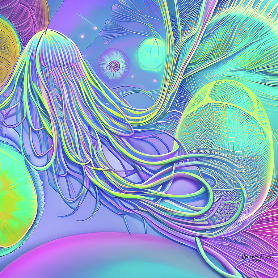 Abstract Jellyfish Digital Art by Cindys Creative Corner