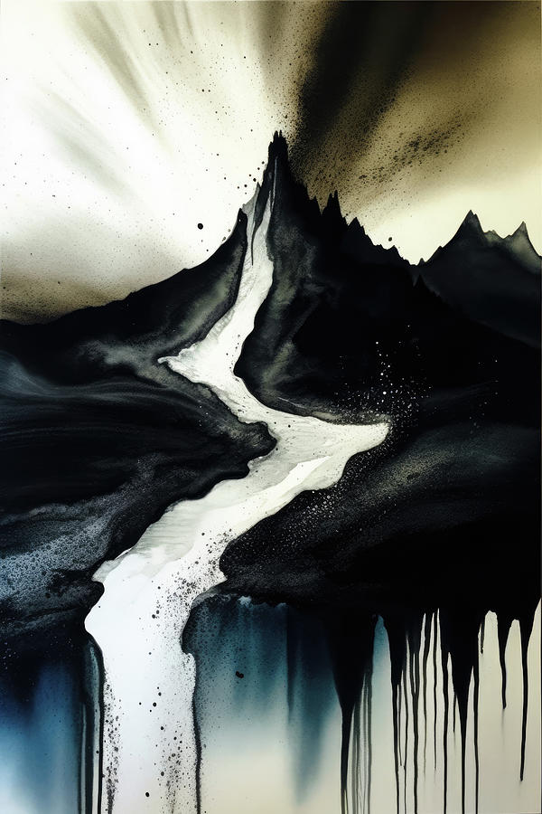 Abstract Landscape 01 Black Mountain Digital Art by Matthias Hauser