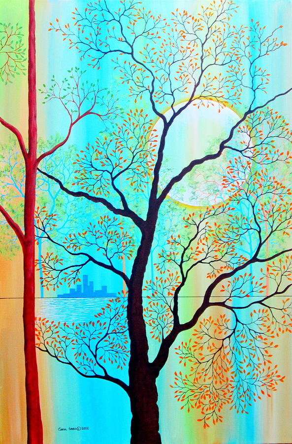 Abstract Landscape-Trees#2 Painting by Carol Sabo
