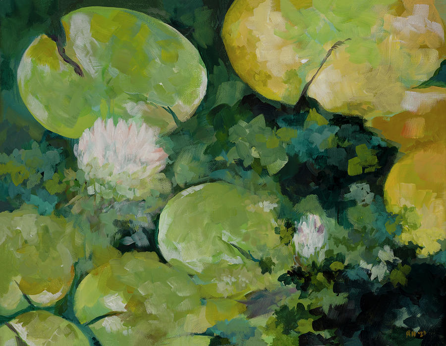 Abstract lily pads Painting by Ruth Hayes | Fine Art America