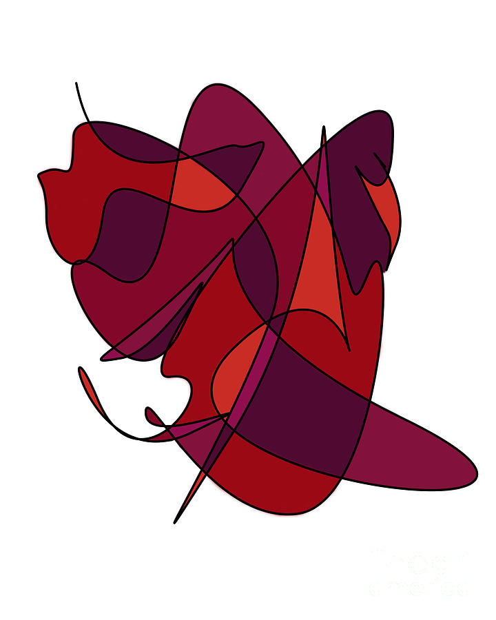Abstract Lines And Curves In Red Digital Art by Kirt Tisdale