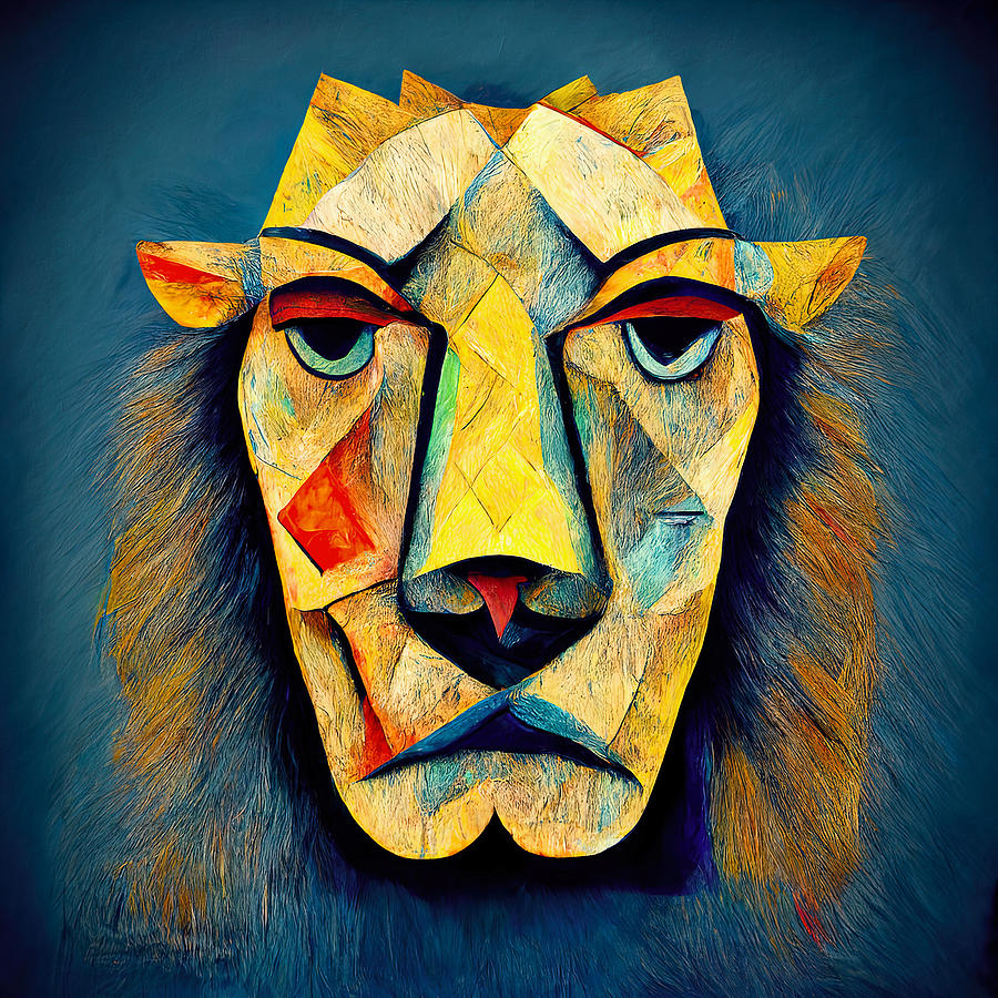 Abstract Lion Head, 01 Painting by AM FineArtPrints