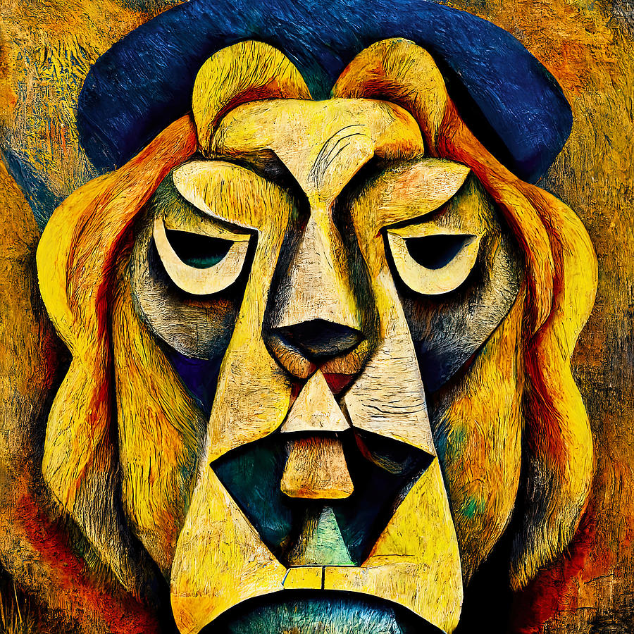 Abstract Lion Head, 02 Painting by AM FineArtPrints