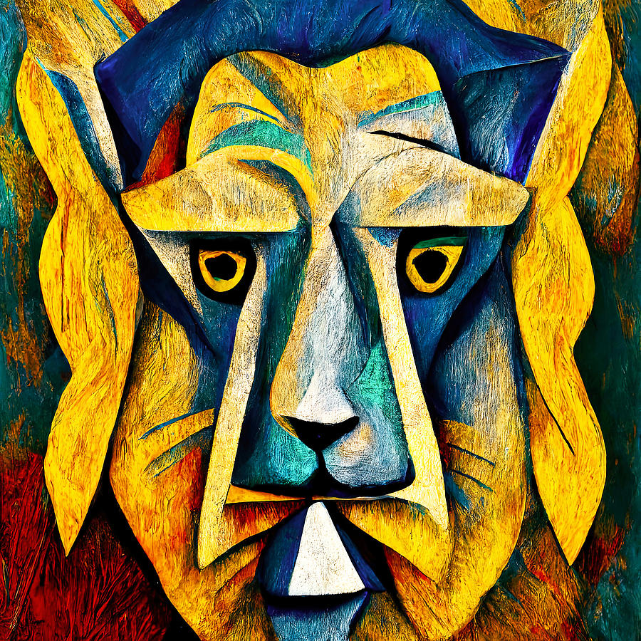 Abstract Lion Head, 03 Painting by AM FineArtPrints