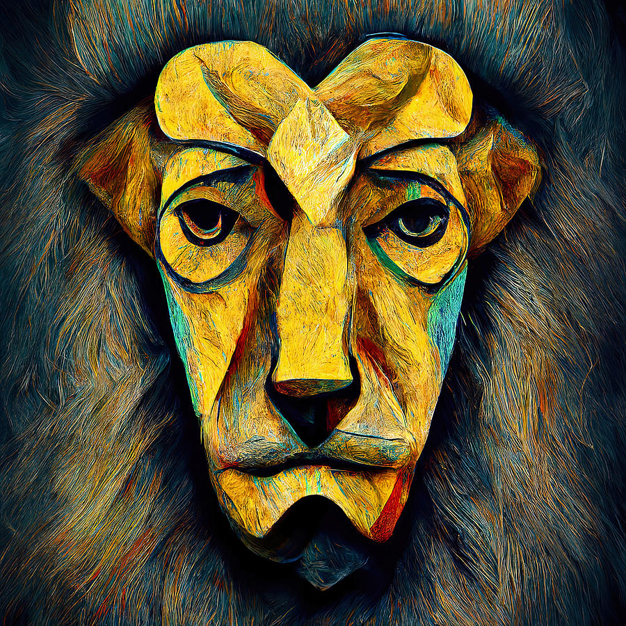 Abstract Lion Head, 05 Painting by AM FineArtPrints